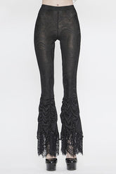 Black Lace Beaded Pleated Gothic Womens Pants